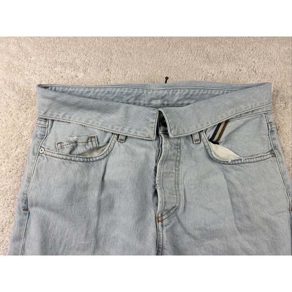 ATELIER Womens High‎ Rise Flip over Waist Straight Leg Open Knee Jeans 31x29 - Picture 3 of 14